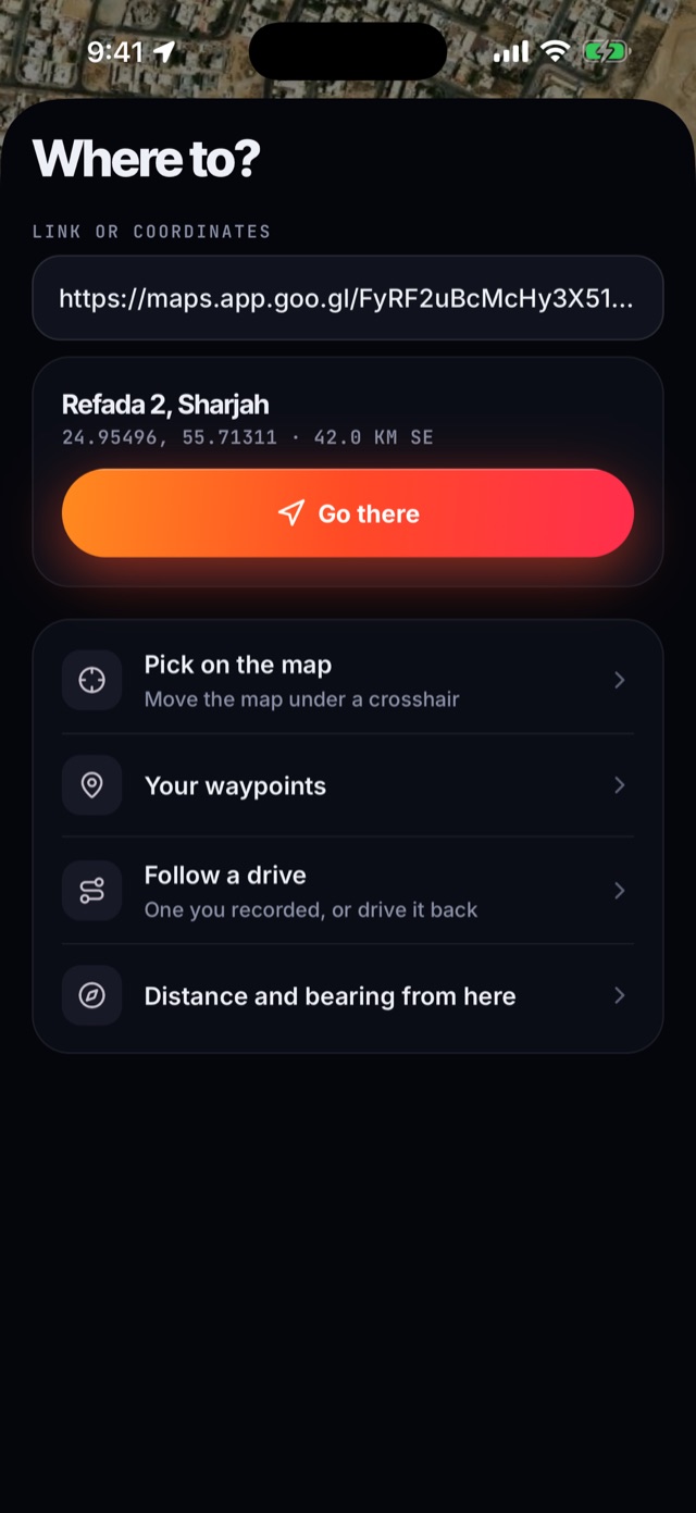 Where to? — paste a Google Maps link or coordinates